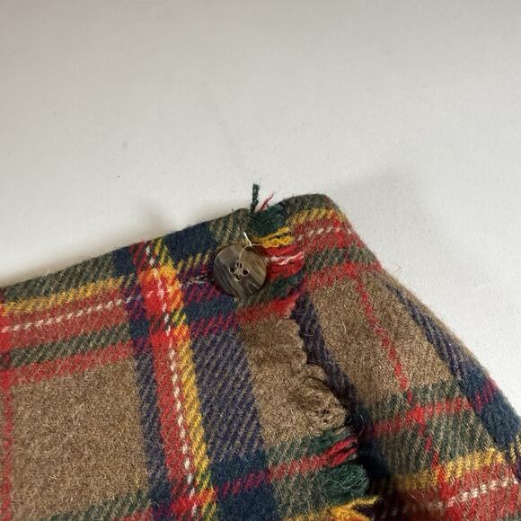 Vintage 90s GAP Wool Wrap Front Fringe Midi Plaid Blanket Skirt , Brown Wms 4 - Picture 8 of 12